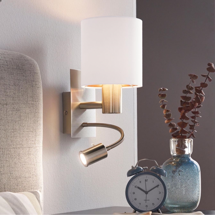 Eglo - LED Fleksibelt armatur 1xE27/40W+LED/3,8W hvid