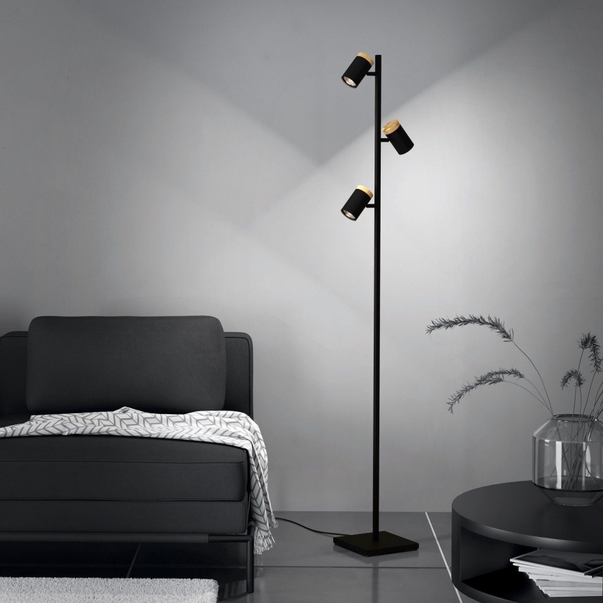 Eglo - LED gulvlampe 3xGU10/4,5W/230V 3000K sort/brun
