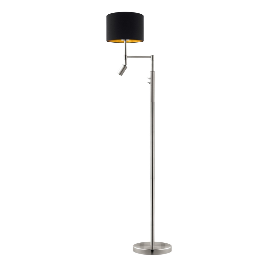 Eglo - LED gulvlampe TUNJA 1xE27/60W/230V + LED/2,1W diameter 30 cm mat krom/sort
