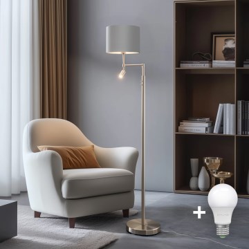 Eglo - LED gulvlampe TUNJA 1xE27/60W/230V + LED/2,1W diameter 30 cm mat krom/grå