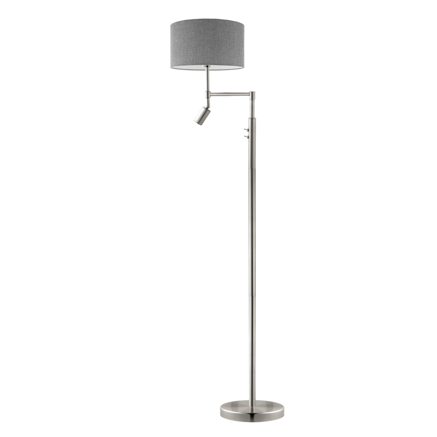 Eglo - LED gulvlampe TUNJA 1xE27/60W/230V + LED/2,1W diameter 38 cm mat krom/grå
