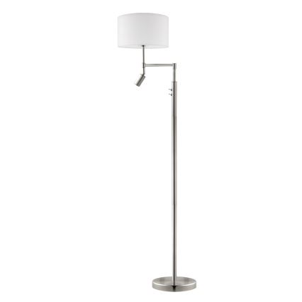 Eglo - LED gulvlampe TUNJA 1xE27/60W/230V + LED/2,1W diameter 38 cm mat krom/hvid