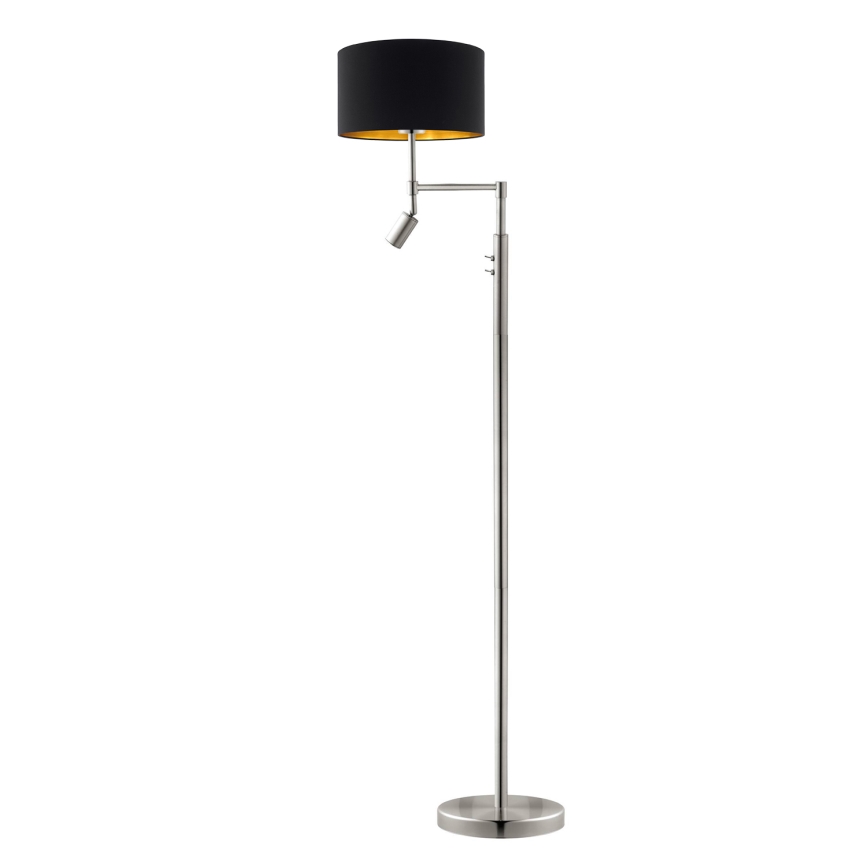 Eglo - LED gulvlampe TUNJA 1xE27/60W/230V + LED/2,1W diameter 38 cm mat krom/sort