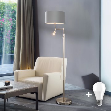 Eglo - LED gulvlampe TUNJA 1xE27/60W/230V + LED/2,1W diameter 38 cm mat krom/grå