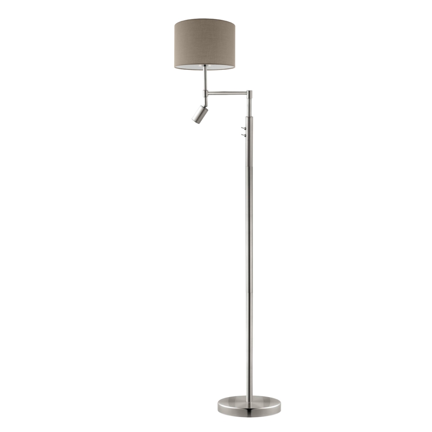 Eglo - LED Gulvlampe TUNJA 1xE27/60W/230V + LED/2,1W Ø 30 cm mat krom/taupe