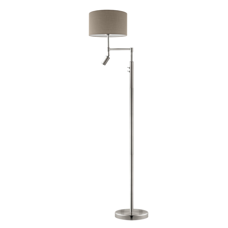 Eglo - LED gulvlampe TUNJA 1xE27/60W/230V + LED/2,1W Ø 38 cm mat krom/taupe