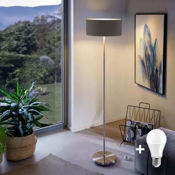 Eglo - LED  Gulvlampe TUNJA 1xE27/60W/230V mat krom/brun