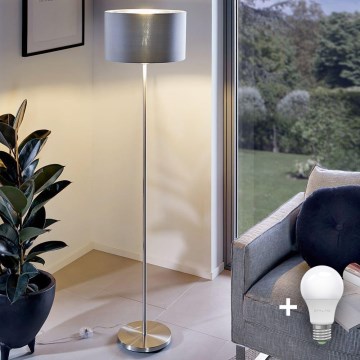 Eglo - LED  Gulvlampe TUNJA 1xE27/60W/230V mat krom/grå