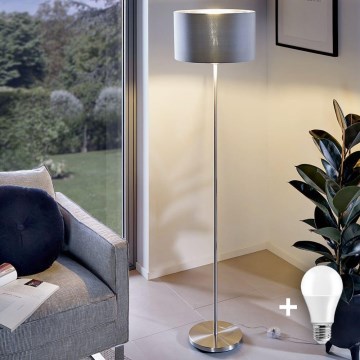 Eglo - LED  Gulvlampe TUNJA 1xE27/60W/230V mat krom/grå