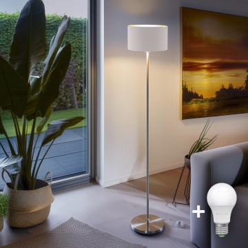Eglo - LED  Gulvlampe TUNJA 1xE27/60W/230V mat krom/hvid