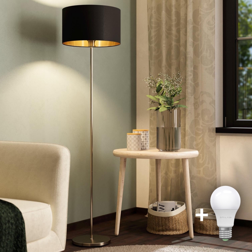 Eglo - LED gulvlampe TUNJA 1xE27/60W/230V mat krom/sort