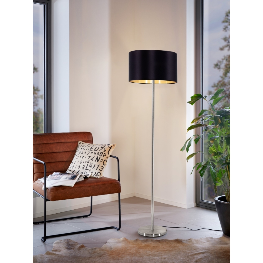 Eglo - LED gulvlampe TUNJA 1xE27/60W/230V mat krom/sort