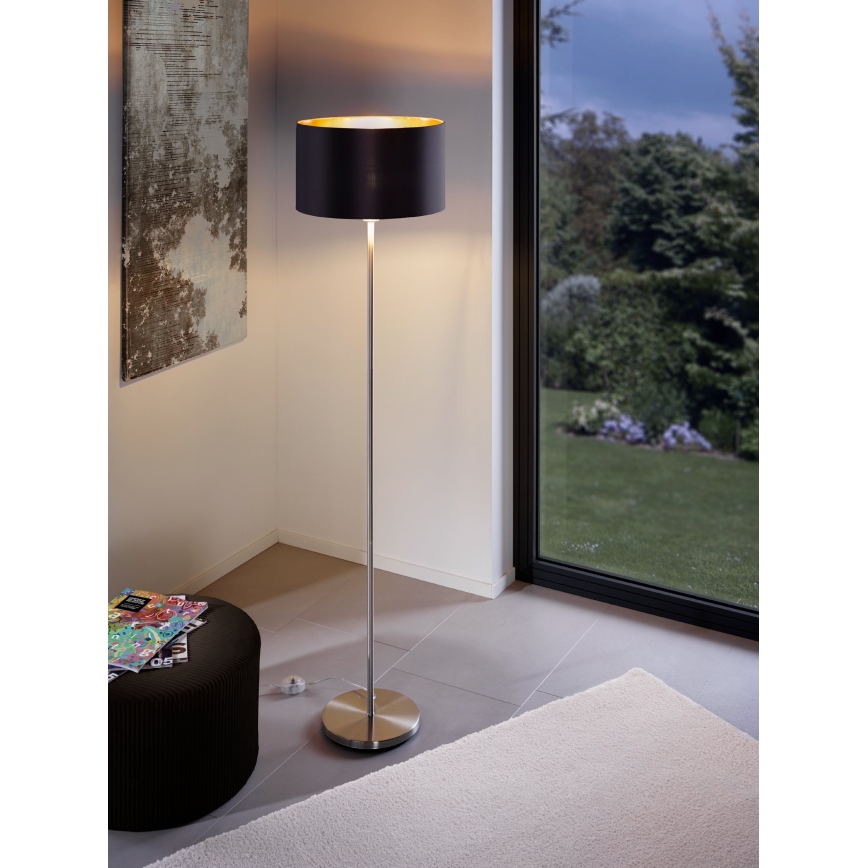 Eglo - LED gulvlampe TUNJA 1xE27/60W/230V mat krom/sort