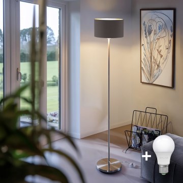 Eglo - LED  Gulvlampe TUNJA 1xE27/60W/230V mat krom/taupe