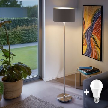 Eglo - LED  Gulvlampe TUNJA 1xE27/60W/230V mat krom/taupe