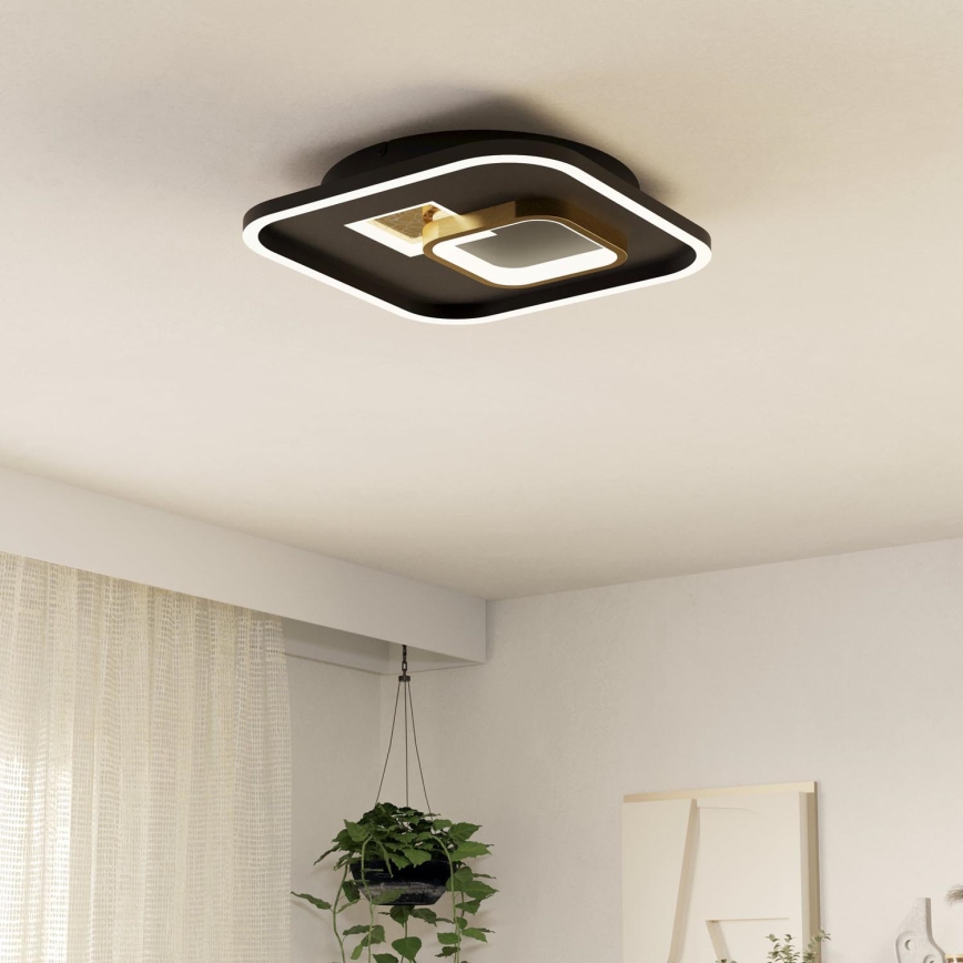 Eglo - LED loftlampe 1xLED/16,2W/230V + 1xLED/9,2W 38x38 cm sort/guldfarvet