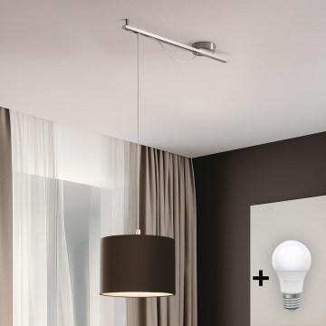 Eglo - LED Loftlampe på kabel CALCENA 1xE27/60W/230V krom/brun