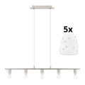 Eglo - LED Loftlampe på kabel MY CHOICE 5xE14/4W/230V mat krom/hvid