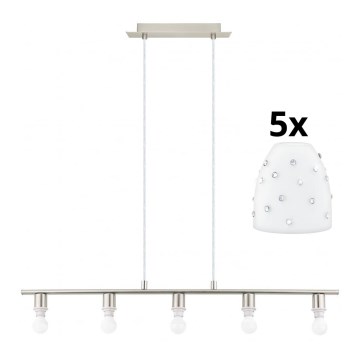 Eglo - LED Loftlampe på kabel MY CHOICE 5xE14/4W/230V mat krom/hvid