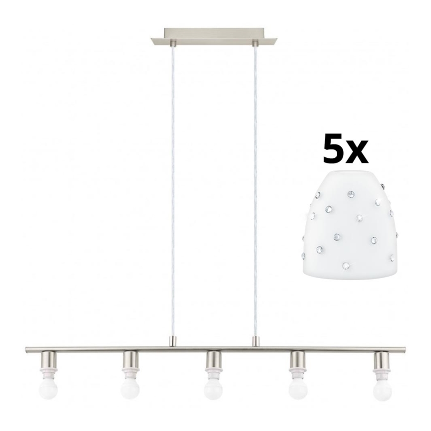 Eglo - LED Loftlampe på kabel MY CHOICE 5xE14/4W/230V mat krom/hvid