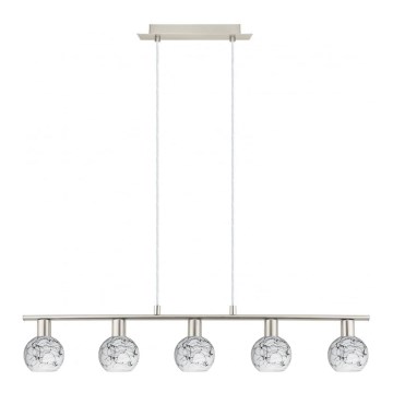 Eglo - LED Loftlampe på kabel MY CHOICE 5xE14/4W/230V mat krom/hvid/sort