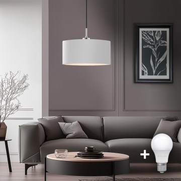 Eglo - LED Loftlampe på kabel TUNJA 1xE27/60W/230V hvid