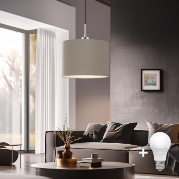 Eglo - LED loftlampe på kabel TUNJA 1xE27/60W/230V taupe