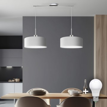 Eglo - LED Loftlampe på kabel TUNJA 2xE27/60W/230V hvid