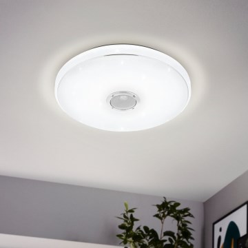 Eglo - LED loftlampe til badeværelse m. højtaler og RGBW-farver dæmpbar LED/19W/230V 3000-6500K IP44 diameter 39 cm hvid + fjernbetjening