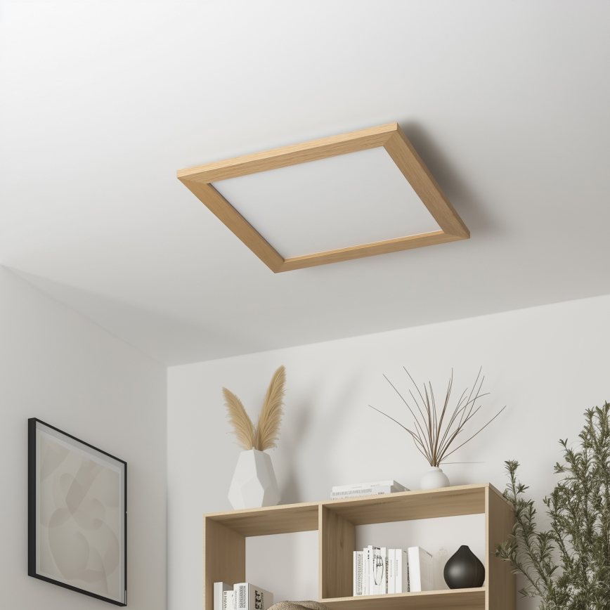 Eglo - LED panel dæmpbart POZZALLO WOOD LED/21W/230V 2700-6500K 49,5x49,5 cm brun + fjernbetjening