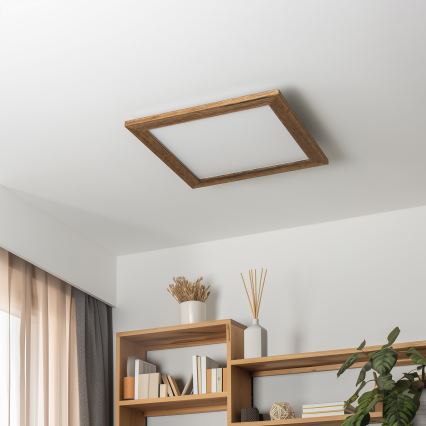 Eglo - LED panel dæmpbart POZZALLO WOOD LED/21W/230V 2700-6500K 49,5x49,5 cm brun + fjernbetjening