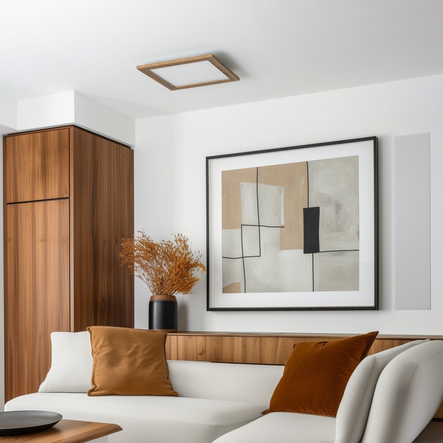 Eglo - LED panel dæmpbart POZZALLO WOOD LED/21W/230V 2700-6500K 49,5x49,5 cm brun + fjernbetjening