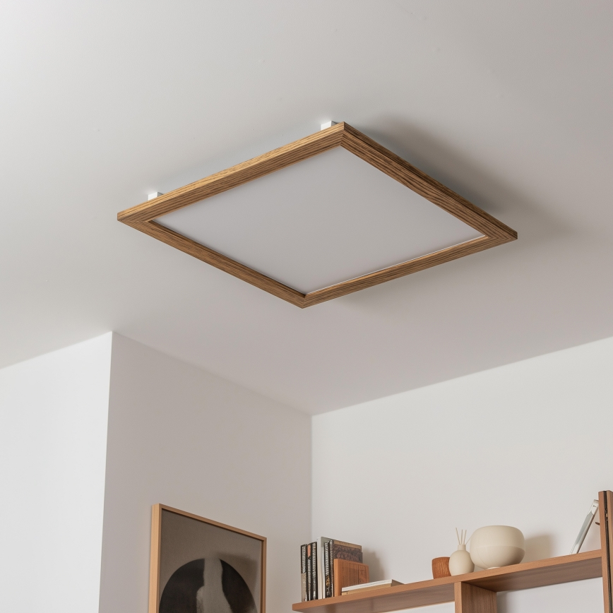 Eglo - LED panel m. RGB-farver dæmpbart SALOBRENA-C WOOD LED/30,5W/230V 2700-6500K 64x64 cm brun + fjernbetjening