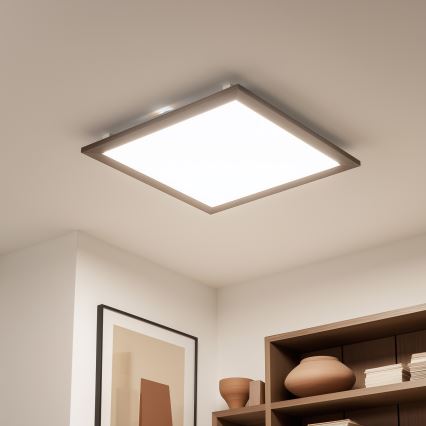 Eglo - LED panel m. RGB-farver dæmpbart SALOBRENA-C WOOD LED/30,5W/230V 2700-6500K 64x64 cm mørkebrun + fjernbetjening