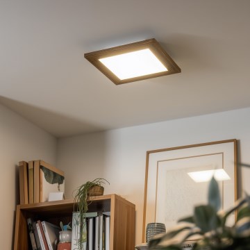 Eglo - LED panel m. RGBW-farver dæmpbart SALOBRENA-C WOOD LED/16W/230V 2700-6500K 34x34 cm brun + fjernbetjening