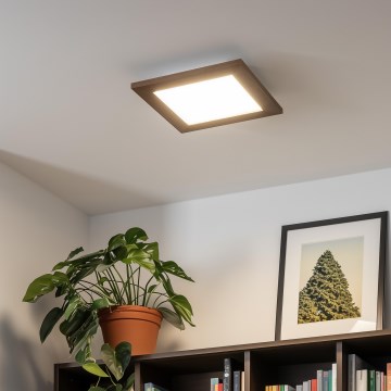 Eglo - LED panel m. RGBW-farver dæmpbart SALOBRENA-C WOOD LED/16W/230V 2700-6500K 34x34 cm mørkebrun + fjernbetjening