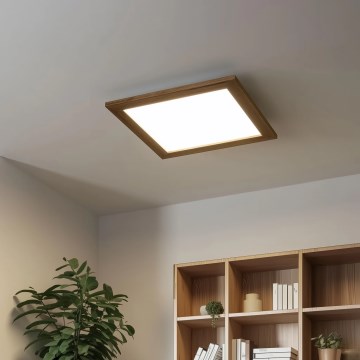 Eglo - LED panel m. RGBW-farver dæmpbart SALOBRENA-C WOOD LED/21W/230V 2700-6500K 49,5x49,5 cm brun + fjernbetjening