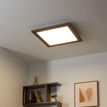 Eglo - LED panel m. RGBW-farver dæmpbart SALOBRENA-C WOOD LED/21W/230V 2700-6500K 49,5x49,5 cm mørkebrun + fjernbetjening