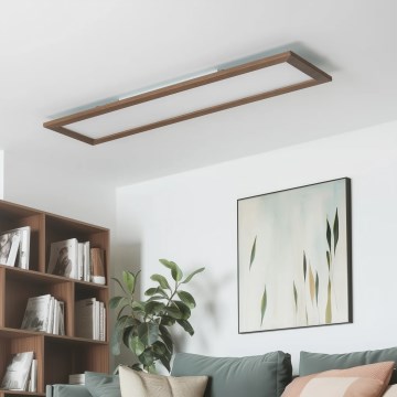 Eglo - LED panel m. RGBW-farver dæmpbart SALOBRENA-C WOOD LED/31W/230V 2700-6500K 34x124 cm mørkebrun + fjernbetjening