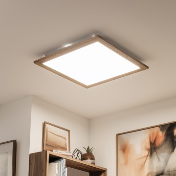 Eglo - LED panel m. RGBW-farver dæmpbart SALOBRENA-C WOOD LED/34W/230V 2700-6500K 64x64 cm brun + fjernbetjening