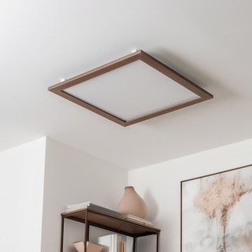 Eglo - LED panel m. RGBW-farver dæmpbart SALOBRENA-C WOOD LED/34W/230V 2700-6500K 64x64 cm mørkebrun + fjernbetjening