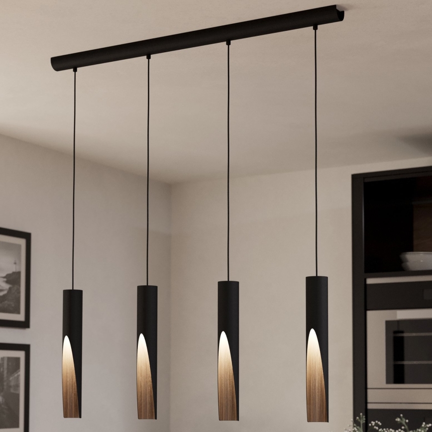 Eglo - LED pendel 4xGU10/4,5W/230V 3000K sort/brun