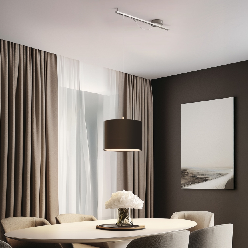 Eglo - LED pendel CALCENA 1xE27/60W/230V krom/brun
