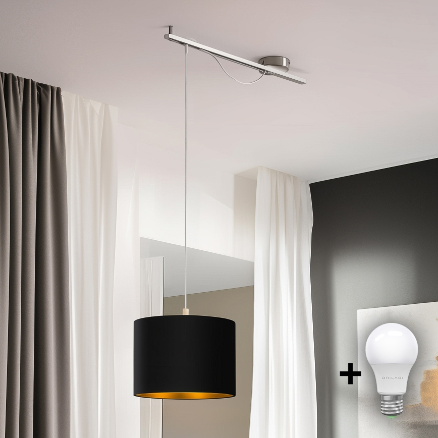 Eglo - LED pendel CALCENA 1xE27/60W/230V krom/sort