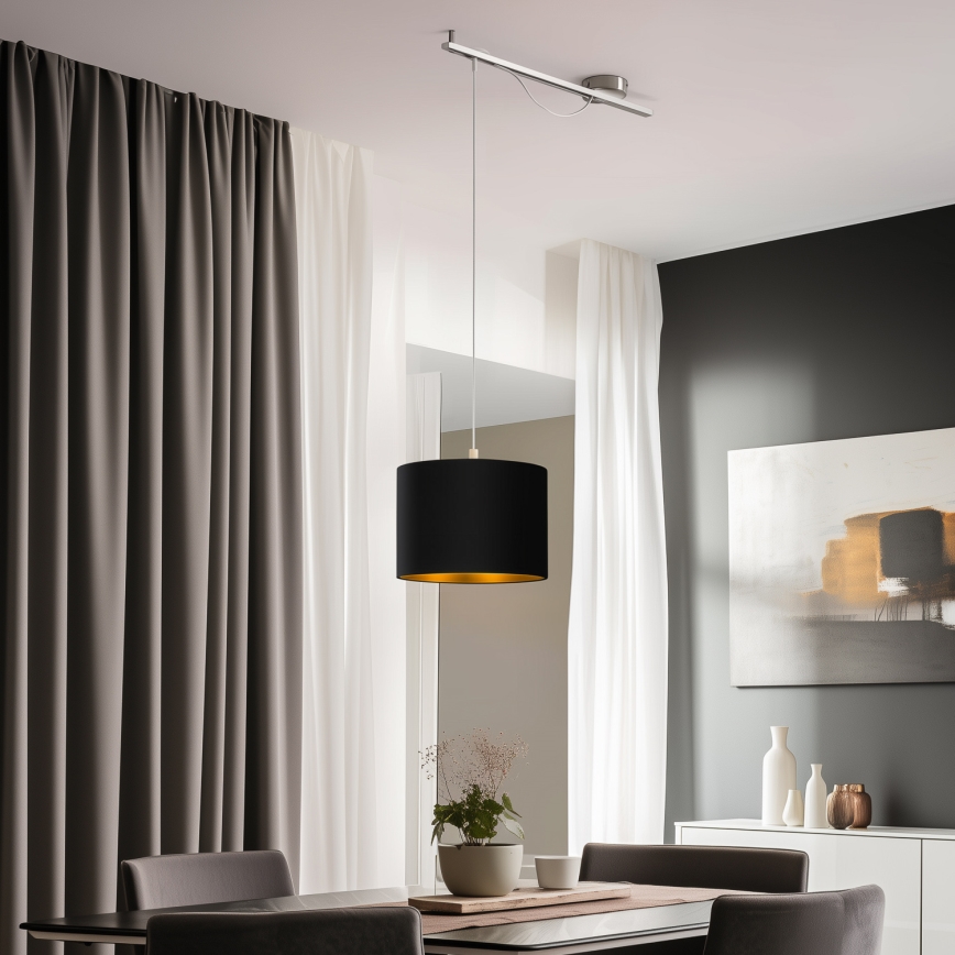 Eglo - LED pendel CALCENA 1xE27/60W/230V krom/sort