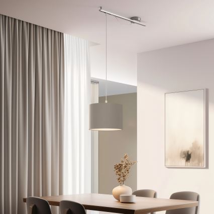 Eglo - LED pendel CALCENA 1xE27/60W/230V krom/taupe
