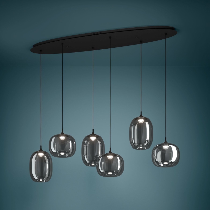 Eglo - LED pendel dæmpbar 6xLED/3,7W/230V 2700-6500K røget + fjernbetjening