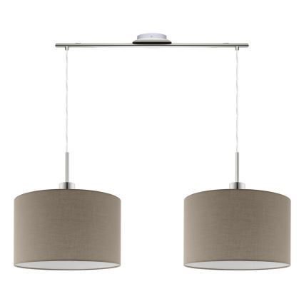 Eglo - LED pendel med kabelophæng TUNJA 2xE27/60W/230V taupe
