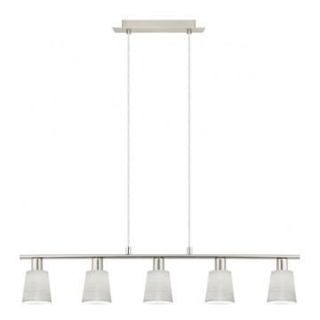 Eglo - LED pendel MY CHOICE 5xE14/4W/230V mat krom/cremefarvet