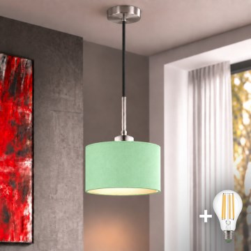 Eglo - LED-pendel på kabel TUNJA 1xE27/60W/230V Ø 20 cm grøn/sort